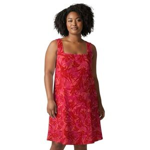 Faded Glory Woman Stretch 18W Pink Hawaiian Tropical Floral Sleeveless Dress